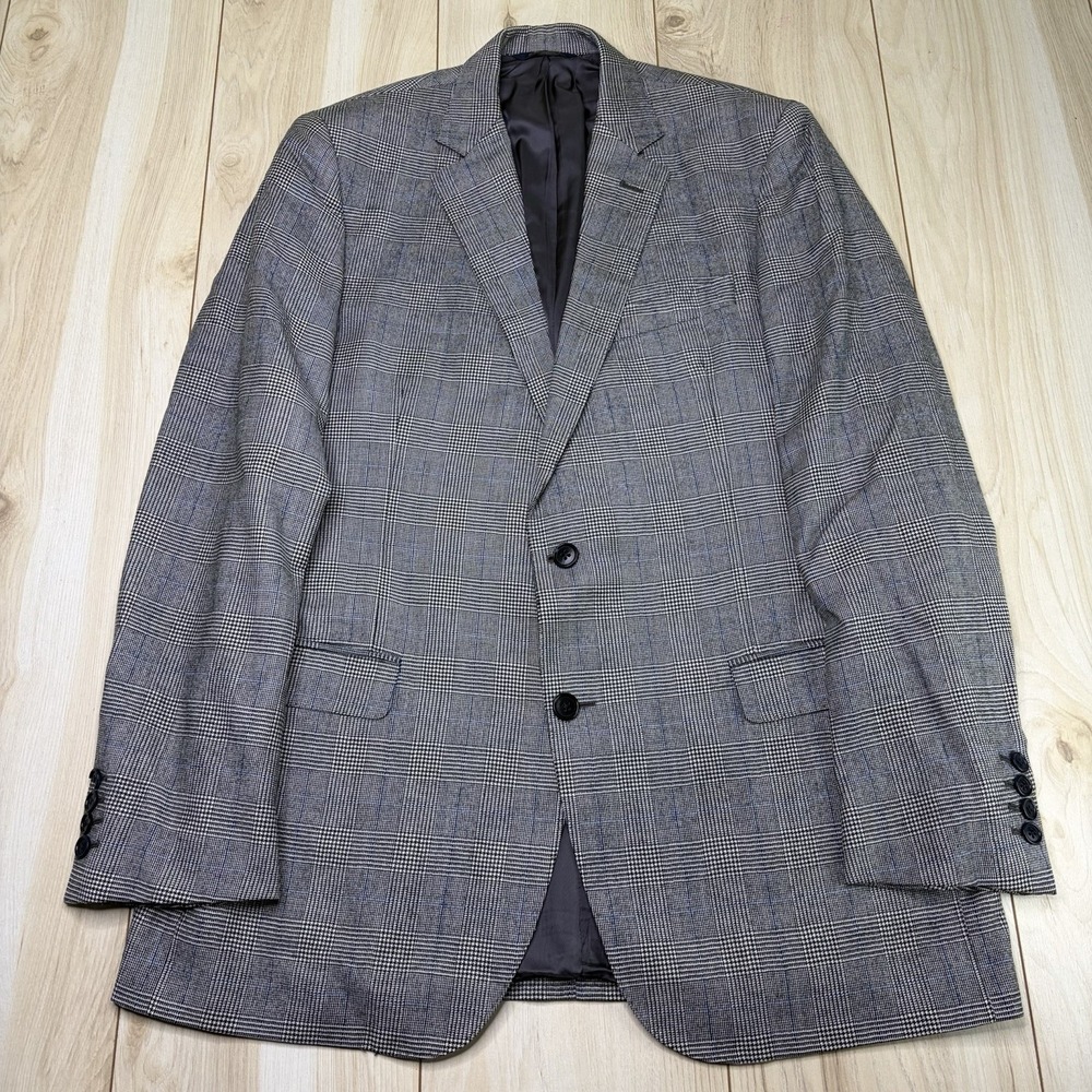 Brooks Brothers Custom Tailored Flannel Wool Windowpane Plaid Blazer Mens 40R